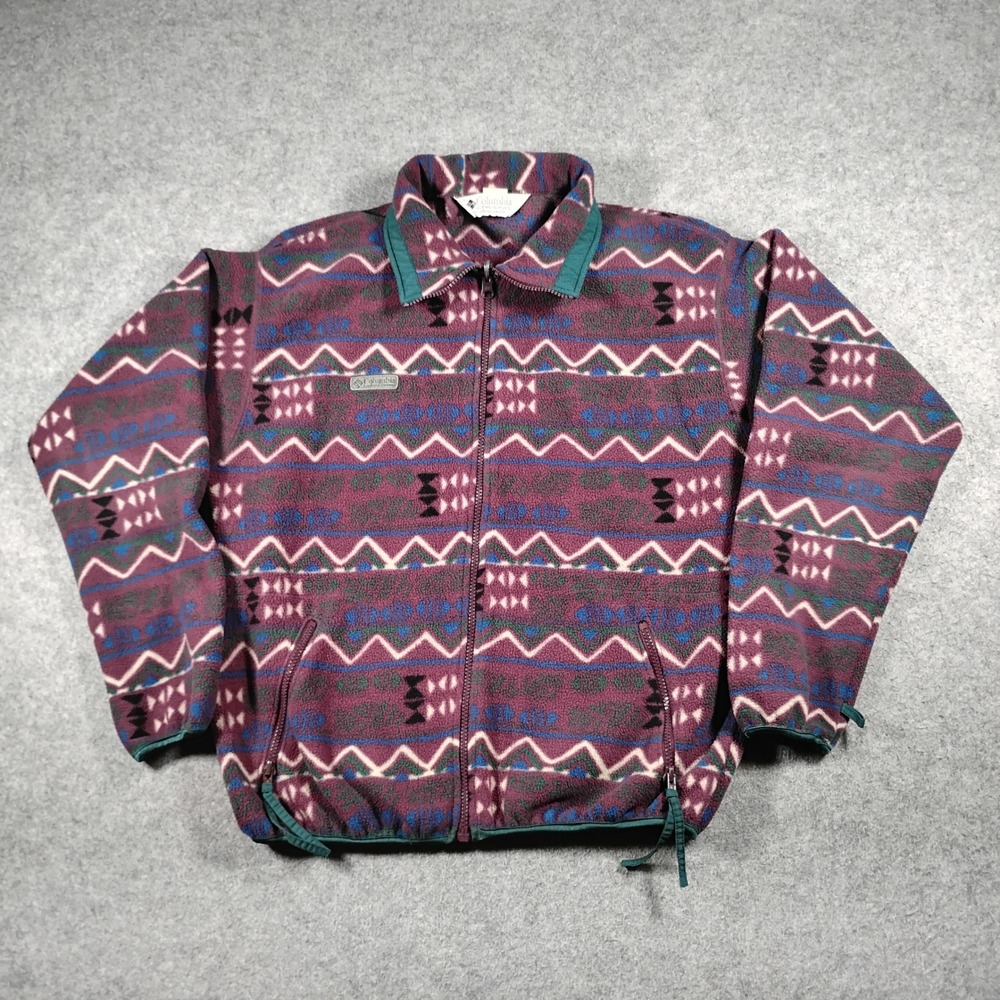 Vintage Columbia Sportswear Aztec Fleece Jacket Womens Large Purple